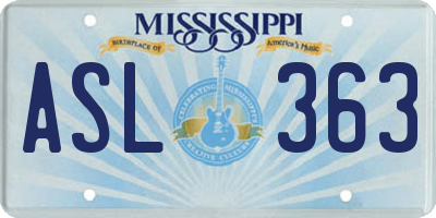 MS license plate ASL363