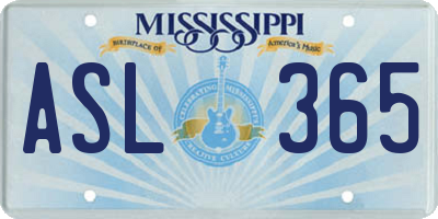 MS license plate ASL365
