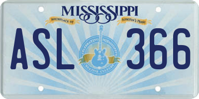 MS license plate ASL366