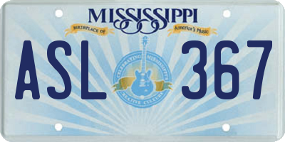 MS license plate ASL367