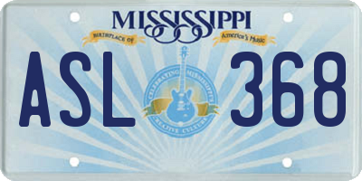 MS license plate ASL368