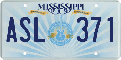 MS license plate ASL371