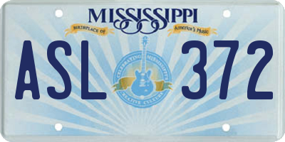 MS license plate ASL372