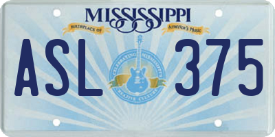 MS license plate ASL375