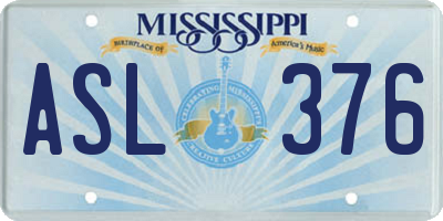 MS license plate ASL376