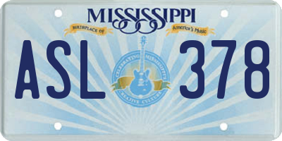 MS license plate ASL378