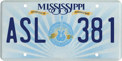 MS license plate ASL381