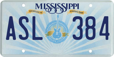 MS license plate ASL384
