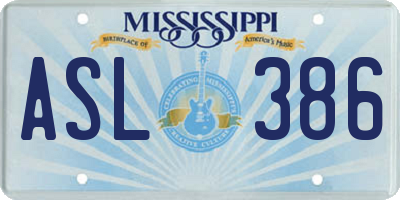 MS license plate ASL386