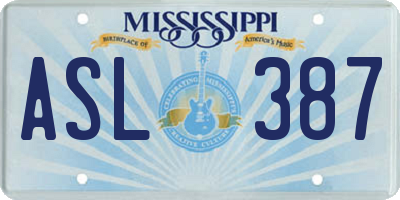 MS license plate ASL387