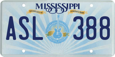 MS license plate ASL388