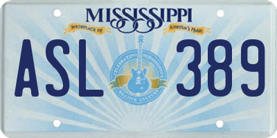 MS license plate ASL389