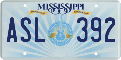 MS license plate ASL392