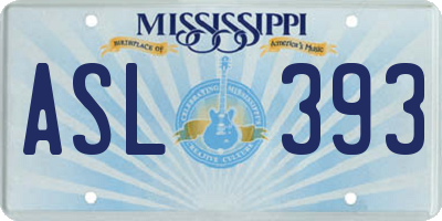 MS license plate ASL393