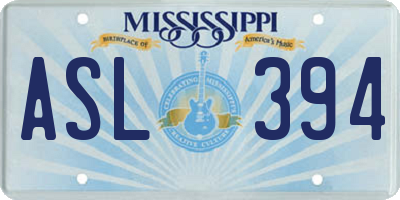 MS license plate ASL394
