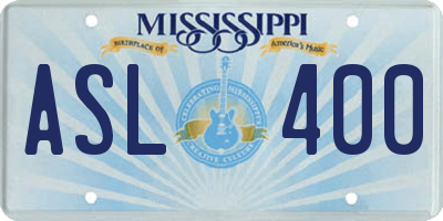 MS license plate ASL400
