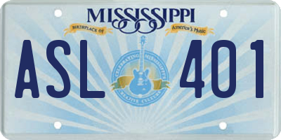 MS license plate ASL401