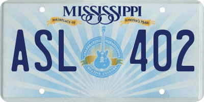 MS license plate ASL402