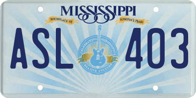 MS license plate ASL403