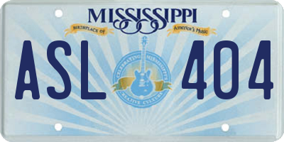 MS license plate ASL404