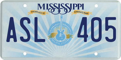 MS license plate ASL405