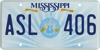 MS license plate ASL406