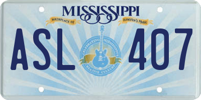 MS license plate ASL407