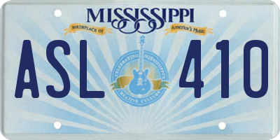 MS license plate ASL410