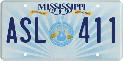 MS license plate ASL411