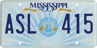 MS license plate ASL415
