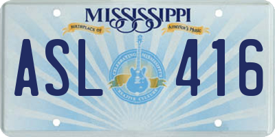 MS license plate ASL416