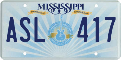 MS license plate ASL417