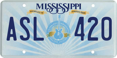 MS license plate ASL420