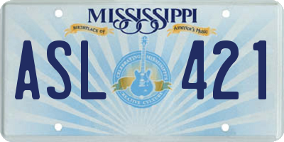 MS license plate ASL421