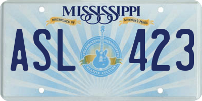 MS license plate ASL423