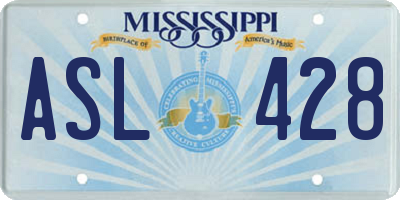MS license plate ASL428