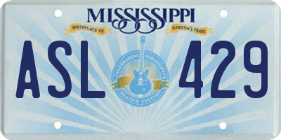 MS license plate ASL429