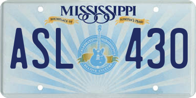 MS license plate ASL430