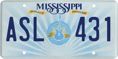 MS license plate ASL431