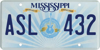 MS license plate ASL432