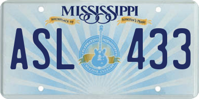 MS license plate ASL433