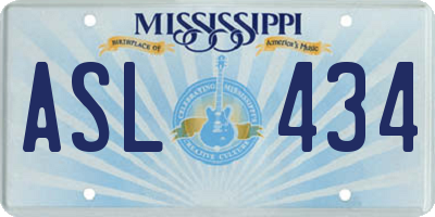 MS license plate ASL434