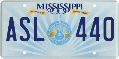 MS license plate ASL440