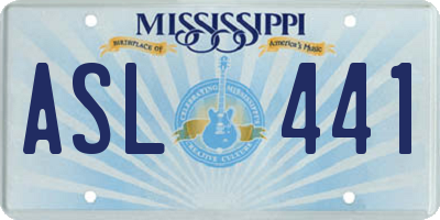 MS license plate ASL441