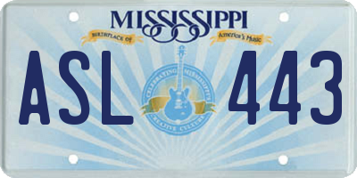 MS license plate ASL443