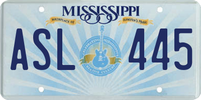MS license plate ASL445