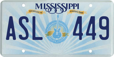 MS license plate ASL449