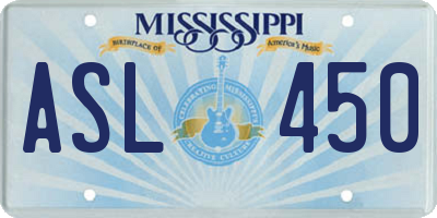 MS license plate ASL450