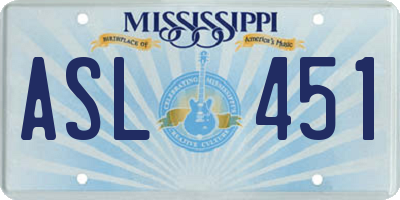 MS license plate ASL451