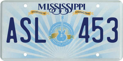 MS license plate ASL453